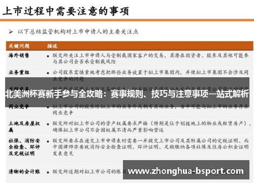 北美洲杯赛新手参与全攻略：赛事规则、技巧与注意事项一站式解析